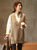 Neue V-Ausschnitt Mädchen Pullover Weste Pullover Herbst Winter Kurz Gestrickte Damen Pullover Weste Ärmellose Warme Pullover Lässige Übergröße