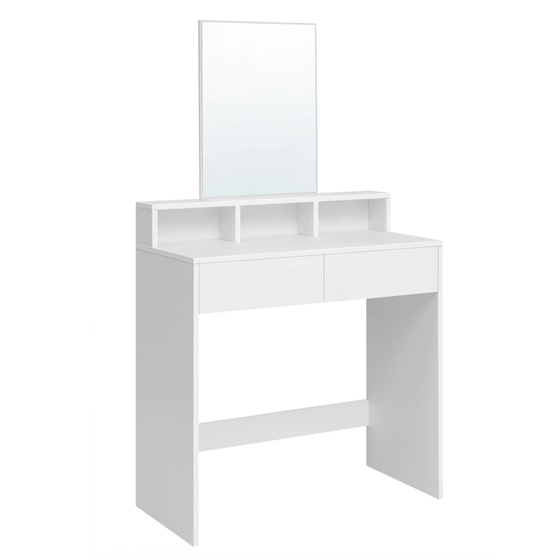 VASAGLE Dressing Table with Large Rectangular Mirror, Vanity Table with 2 Drawers and 3 Open Compartments, Vanity Table, Modern