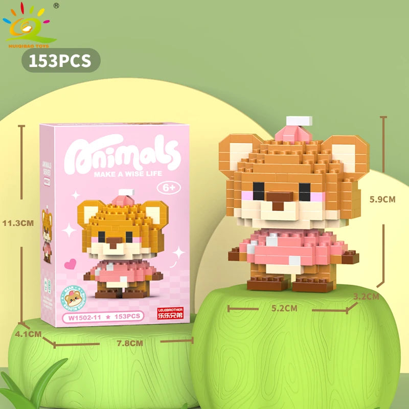 HUIQIBAO Mini Cute Anima Micro Building Blocks 3D Diamond Model LION Bricks DIY City Construction Toys for Children Kids Gift