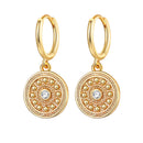 CRMYA Boho Round Coin Cubic Zirconia Silver Gold Plated Fashion Earrings For Women Dangle Drop Earrings Jewelry Wholesale