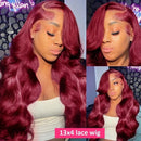 99j Burgundy Body Wave Human Hair 13x6 Lace Front Wigs High Density 30 Inch 13x4 Hd Lace Frontal Wigs For Women Choice Brazilian