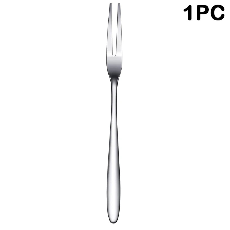 1/10Pcs Stainless Steel Fruit Fork Mini Cake Dessert Fork Candlelight Western Food Mini Fork Home Kitchen Cutlery Accessories