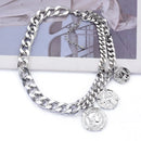 2025 New Contrast Metal Chain Links Choker Necklace With Charm Coin Pendants Jewelry Women Gold Silver Color  Punk Necklace