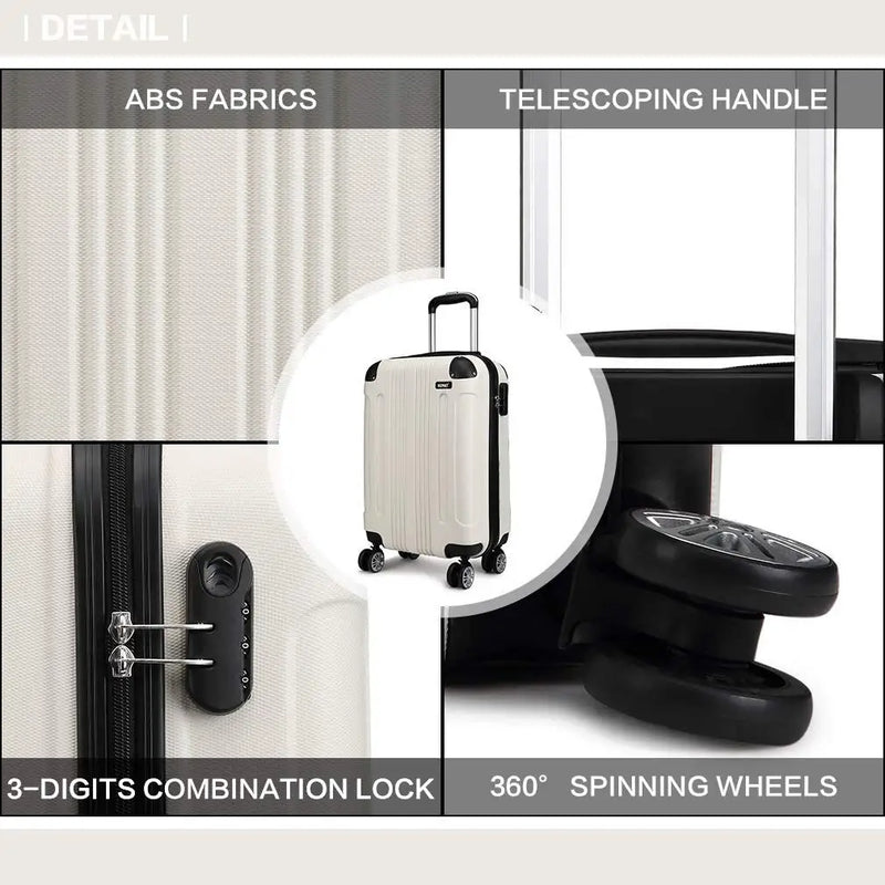 KONO 65x42x26cm Medium Grow Suitcase Lightweight Hard Case 65L Trolley suitcase with 4 Twin wheels ABS