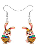 BONSNY Acrylic Easter Basket Egg Rabbit Dangle Drop Earrings Jewelry For Women Girls Kids Gifts Accessories