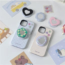 Cute 3D Love Heart Flower For Magsafe Wireless Charge Phone Griptok Grip Tok For iPhone15 14 Magnetic Case Folding Finger Stand