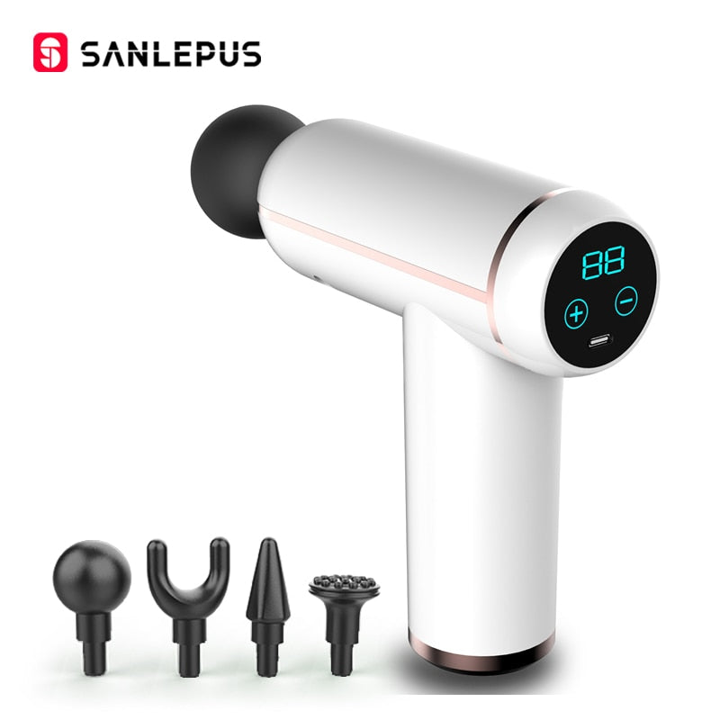 SANLEPUS Portable LCD Massage Gun For Body Neck Back Electric Percussion Massager Deep Tissue Muscle Relaxation Fitness Slimming