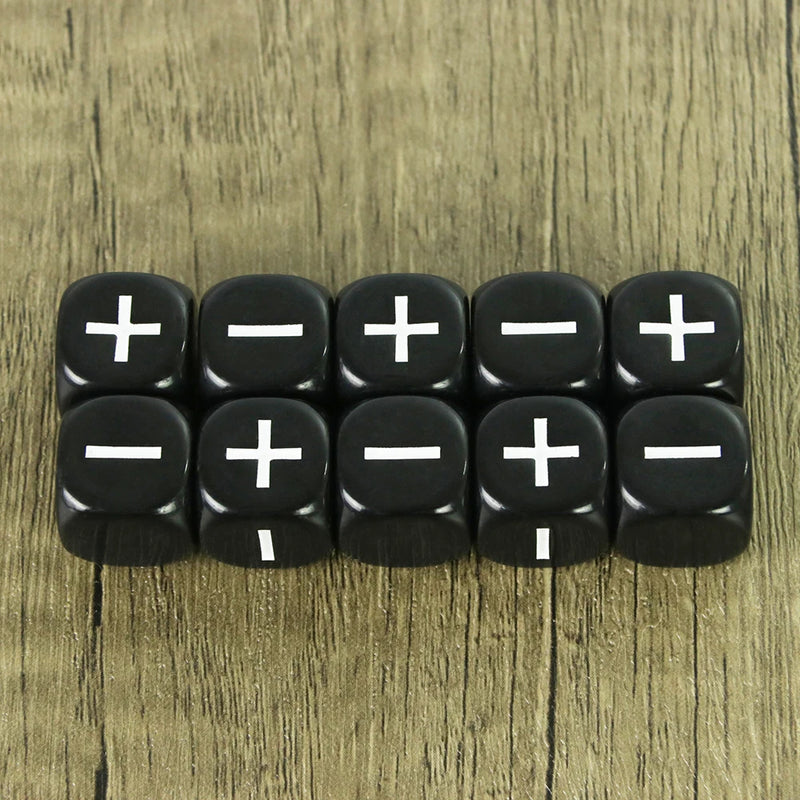 Fate Dice Opaque Black  White 10PCS 16mm for Board Game Accessories