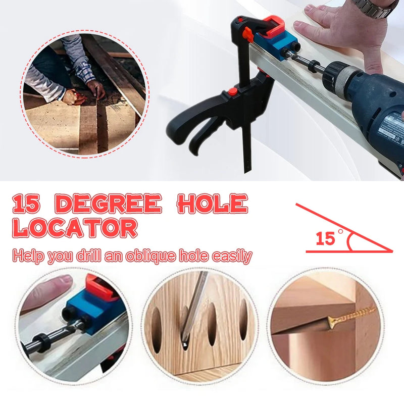 Woodworking Oblique Hole Drilling Locator Jig For Drilling 15 Degree Angle Drill Guide Set Furniture Jig Joinery Carpentry Tools