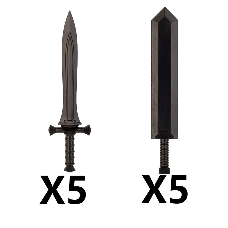 Medieval MOC Weapon Figure Accessories Building Blocks Soldiers Sword Shield Bow Arrow Trident Hammer Axe Spear Brick Kid Toy