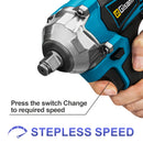 Gisam 1200N.M Torque Brushless Electric Impact Wrench 1/2 inch Cordless Wrench Screwdriver Power Tool for Makita 18V Battery Pin