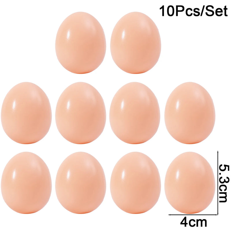 60/10PCS Plastic Simulation Eggs Easter DIY Painted Eggs Happy Eatser Fake Eggs Home Festive Party Decor Supplies Kids Gift Toys