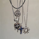 Goth Irregular Heart Cross Vortex Pendant Snake Rope Chain Necklace For Women Men Grunge Y2K 90s Punk Halloween EMO Accessories