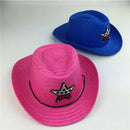 Kids Western Cowboy Hat Retro Sheriff Cap Sunscreen With Wind Rope Hat Boys Girls Horseback Riding Tourism Fishing Sunshade Cap