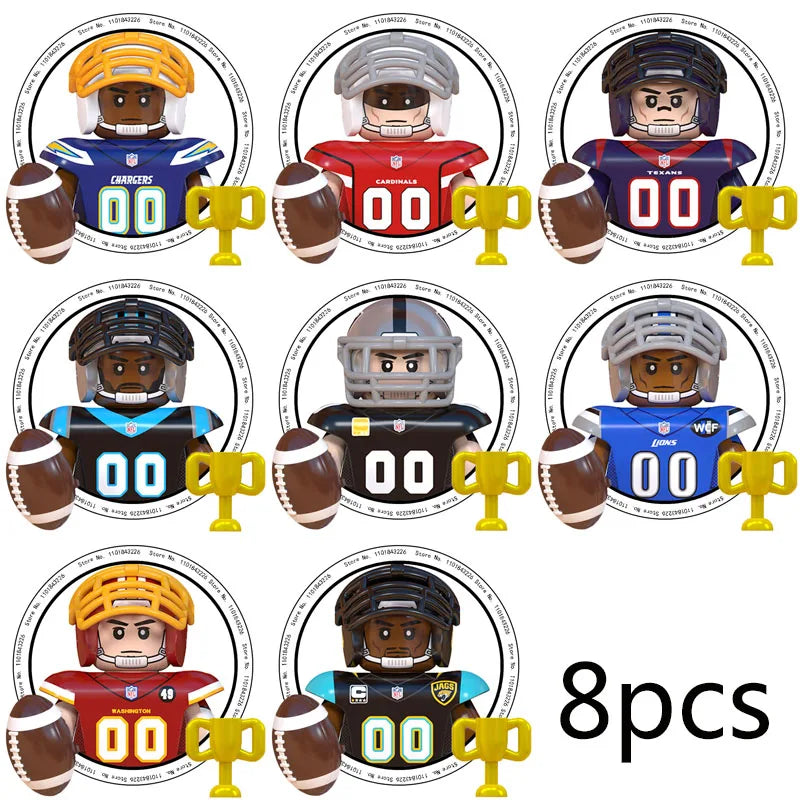 WM6133 Football Rugby Basketball Player NFL Building Blocks Assembled Children's Educational Toys Christmas Gifts