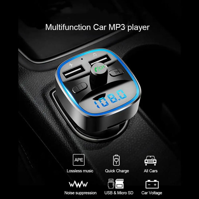 T25 FM Transmitter Car Bluetooth-compatible 5.0 Audio Receiver MP3 Player Dual USB Fast Charging Handsfree Wireless Car Charger