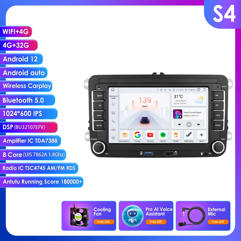 GPS Android 14 Auto Radio for Volkswagen VW Passat B6 B7 T5 Tiguan Touran GOLF POLO Carplay 4G Car Multimedia GPS 2din Autoradio
