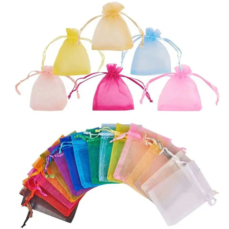 50Pcs/lot Organza Bag Jewelry Tulle Drawstring Bag Jewelry Packaging Display & Jewelry Pouches Wedding Gift