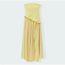 The Helios | Butter Yellow Pleated Gown with Backless Silhouette