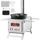 The Trail Hearth | 80-Inch Stainless Steel Camping Tent Stove with Chimney Kit