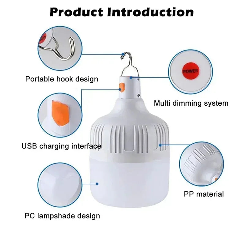 Rechargeable Lamp Led Light Lantern Portable Camping Lights Emergency Bulb High Power Tents Lighting Flashlight Equipment Bulb