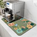Coffee Machine Mat Rubber Backing Water-Absorbent Dish Drying Pad Kitchen Worktop Drainage Mat Home Decor