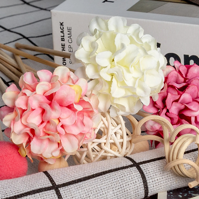 NEW 10PCS Pink Hydrangea Flower Rattan Sticks Fireless Fragrances Reed Diffuser Stick DIY Ornaments Home Decor