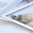 Türkis 925 Sterling Silber Ohrstecker Grüne Zirkonia Vintage Smaragd Herz/Blume Anhänger Creolen Mode Party Schmuck
