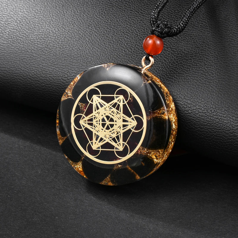 Orgonite Pendant Necklace Energy EMF Radiation Protection Obsidian Natural Stone Necklace Jewelry For Women Men Accessories