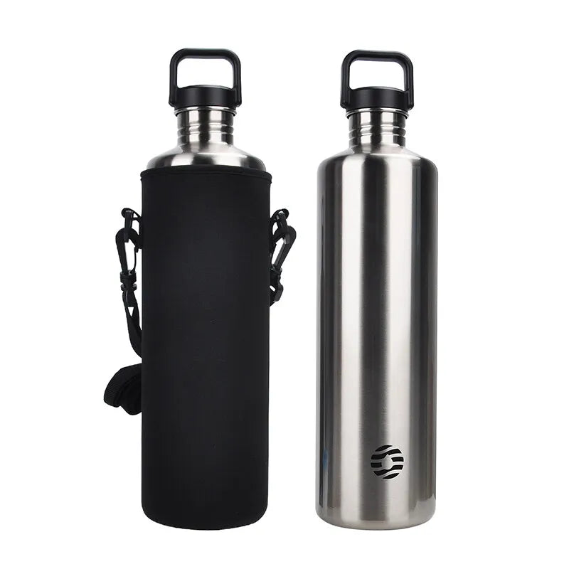FEIJIAN Stainless Steel Water Bottle Portable Cycling Sports Bottle Leakproof BPA Free Large Capacity With Bottle Bag