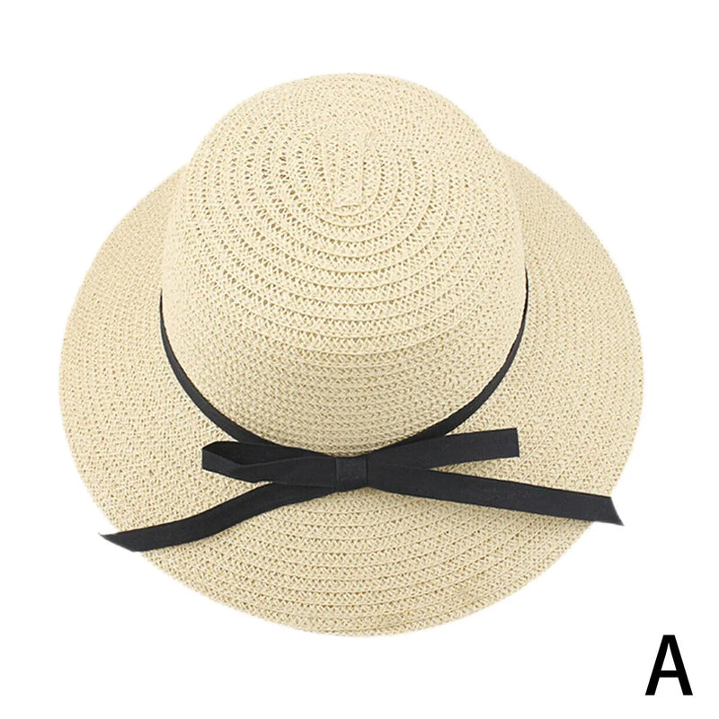 Summer Straw Hat Big Wide Brim Foldable Beach Sun Hat Straw Floppy Sun Block UV Protection Hat Ladies Outdoor Travel Straw Hat