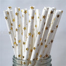 25pcs Foil Gold Silver Disposable Drinking Paper Straws Rainbow for Birthday Wedding Christmas Party Event Supplies