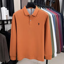 100% pure cotton autumn and winter men's fashion sports brand embroidered pony long sleeved POLO shirt business casual T-shirt