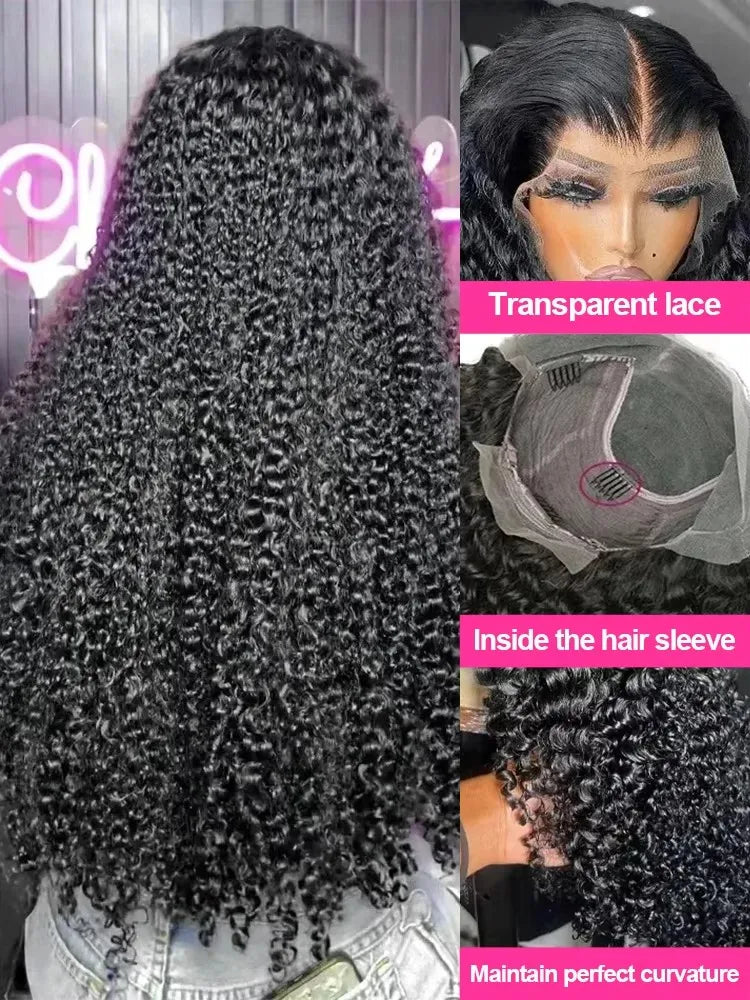 200 Density Deep Wave 13x6 Transparent Lace Front Wig Glueless Human Hair Wigs Deep Wave 13x4 Lace Frontal Wig For Women