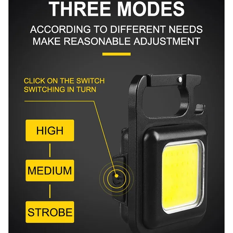 Super Bright 1500LM Work Light COB 500mah LED Flashlight Pocket Keychain USB Rechargeable Waterproof For Outdoor Camping