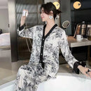 Women's Four-Piece Ink Painting Pajamas Women's Fashion Spring, Autumn And Summer Loose And Comfortable Printing Ladies Homewear