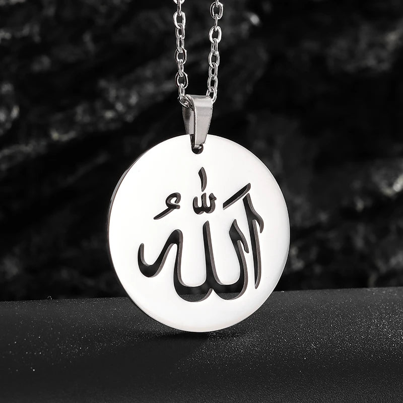 Classic Lucky Arabian God Allah Pendant Stainless Steel Necklace Ladies Islamic Muslim Charm Amulet Jewelry Gift Wholesale