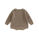 Infant Knit Jumpsuit with Long Sleeves and Round Neckline Solid Color Baby Romper Sweater Bodysuit for Cozy Outfit