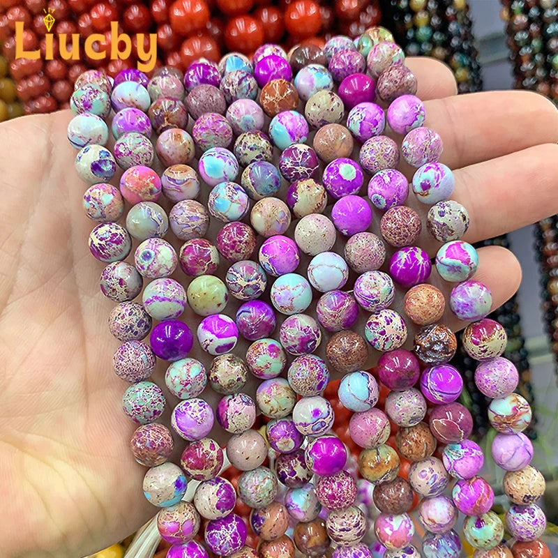 5A Quality For Jewelry Making Natural Violet Emperor Stone Smooth Handmade Beads DIY decoration Crafts 15"Wholesales 4/6/8/10mm