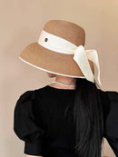 Hepburn Sun Hat Women Summer Sunscreen Straw Hat Female Retro Bow French Elegant Hat Big Eaves Sunshade Beach Hat