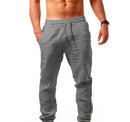 Men's Cotton Linen Pants Summer Solid Color Breathable Linen Trousers Male Casual Elastic Waist Fitness Pants Hip-Hop Streetwear