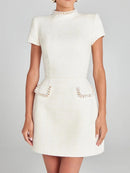 Summer Autumn Patchwork Slim Fit Party Dress, Women 2025 Vintage Backless O Neck Mini Dress, Sexy Sleeveless Pocket Ladies Dress