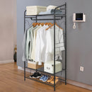 Metal Clothes Hanging Rail Garment Shoe Rack with Shelves and Hanging Rod