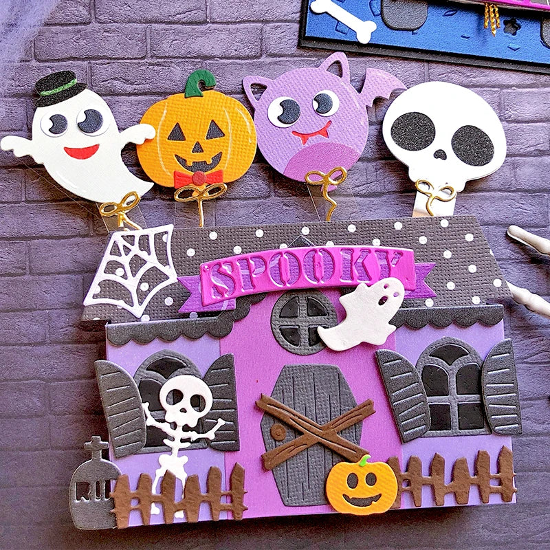 Panalisacraft Halloween Spooky House Cutting Dies Stencils DIY Scrapbooking Album Decorative Embossing DIY Paper Craft Cards