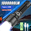 Most Powerful LED Flashlight white-laser Tactical Flash Light Rechargeable Torch Long Range Lamp Camping Hunting Lantern XHP360