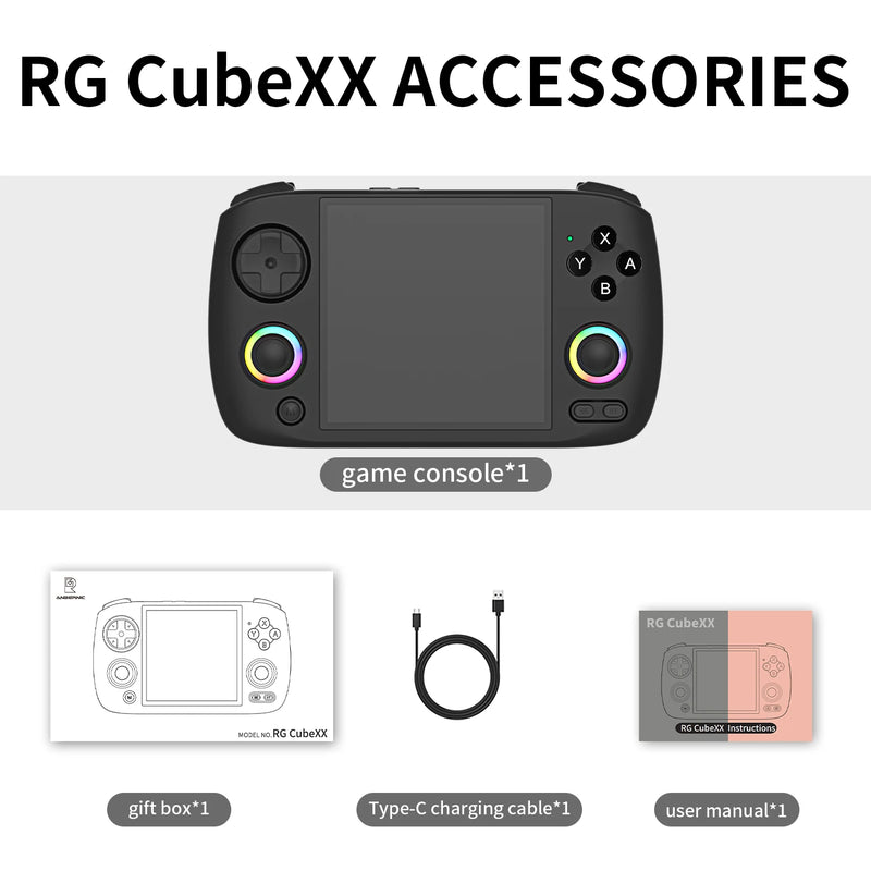 ANBERNIC RG CubeXX Handheld Game Console 3.95" IPS 720*720 Screen Linux WIFI Bluetooth HD-Connection Retro Video Gaming Console