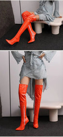 Autumn and Winter New Style Fashion High-heeled Women's Long Boots Sharp Toe Sexy Party Over The Knee Boots High 12cm Size 35-48