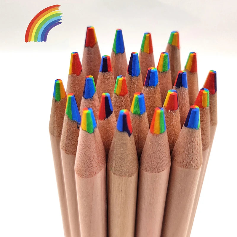 1PC Multicolored Wooden Pencils 7 Colors Gradient Rainbow Pencils For Art Drawing Coloring Sketching