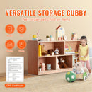 SucceBuy Cubby Mobile Tray Storage Cabinet Cubby Storage Cabinet 2-shelf Classroom Furniture for Home Daycare Preschool Natural