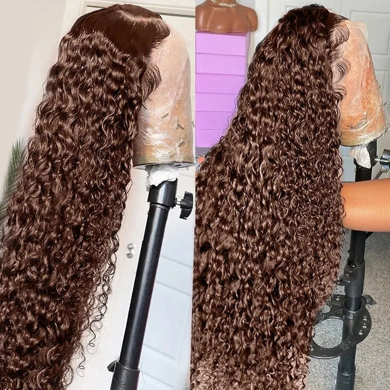 Chocolate Brown Curly Deep Wave Human Hair Wigs 13x6 Lace Frontal Wig 30 Inch Colored 13x4 Lace Front Wig Brazilian Women Choice